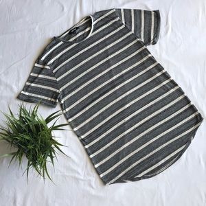 Fly Striped Longer Length Scallop Tee